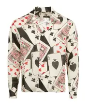 Ace of Spades-print long-sleeve shirt S,L,XXL White