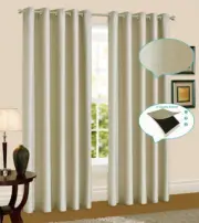 Linen Blackout Eyelet Curtains Blockout Drapes Grommet 3 Layer Woven Panel Pair