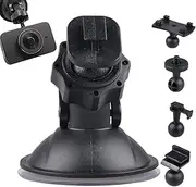 Dash Cam Mount, Car Mount with 5 Adapters Strong Suction, 360 Degree Adjustable, Suction Dashboard cam Stand, Hold Tightly Removeable Easy to Install and Stand Heat