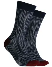 [Mitch Dowd] Chevron Cotton Crew Socks in Navy
