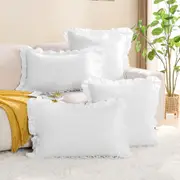LINENOVA 2Pcs Ruffle Pillowcses Set Ultra Soft Vintage Decorative Pillow Cover