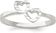 [JewelryWeb] 925 Sterling Silver Solid Polished Sparkle Cut Love Heart Ring Size 7 Statement-Ring for Women