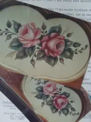 RUTH VANTIL 1992 HEART PINK ROSE Chippendale floral PAINTING PATTERN 140