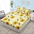 Sunflower Butterflies Bed Decor Fitted Sheet Set Single/Double/Queen/King Size