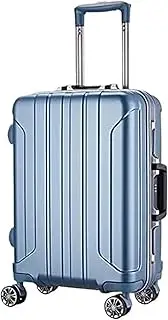 [IRYZE] Lightweight Suitcase Luggage Aluminum Alloy Trolley Case Thick Stripe Suitcases Portable Durable Suitcase Carry on Luggage, E, 24inch