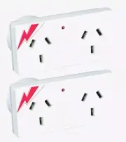 2 x D2PA 2-Way Surge Protector Double Adaptor HPM 240V 10 Amps Max 2 POINT SURGE