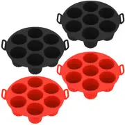 4Pcs Silicone Cupcake Pan 7 Cavity Mini Muffin Pan Ruffles Edge Non Stick