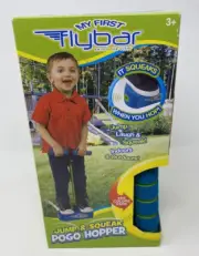 MY FIRST FLYBAR Kids Foam Pogo Hopper Jumper Blue & Green Squeaks When You Hop