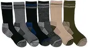 [MUK LUKS] Men's 6 Pack Heat Retainer Crew Socks, Neutral, OS (8-12), Neutral, One Size