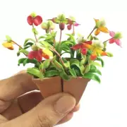 Fairy Plants Miniature Dollhouse 10 pc Mini Lady Slipper Orchid Clay Flowers