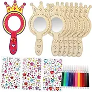 Vintage Wooden Mirror Craft Kit DIY Handheld Mirrors Boys and Supplies Princess Themed Mini Classroom Decor