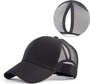 [outret] Ponytail Hat Baseball Hat, High Bun Pony Cap for Women Girls (Black)