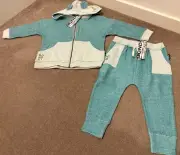 Bonds BNWT 2015 Vintage Retro Green Tracksuit (Jacket+pant)- Size 1(12-18Months)