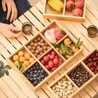 Multi-function Multi Grid Wooden Tray Food Storage Container Safe Material
