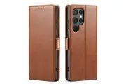 For Samsung Galaxy S25 Ultra Case Leather Flip Wallet Folio Cover Brown