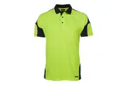 JB's Mens Arm Panel Hi-vis Polo Work Shirt 6AP4S - Lime/Black