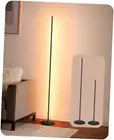 LED Corner Floor Lamp, 57.5" Minimalist Dimmable Sleek Light, Adjustable Black