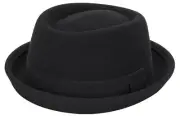 Womens Pure Wool Felt Cloche Hats Roll-up Brim Fedora Porkpie Hats Bowtie Nob...
