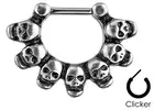 Linked Skulls 316L Surgical Steel Septum Clicker Nose Ring