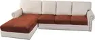 Velvet Stretch Sectional Couch Covers 4 Pieces Sofa Seat Cushion Covers L Shape