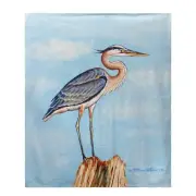 Betsy Drake Blue Heron on Stump Fleece Throw