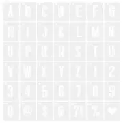 2 Inch Letter Number Stencils Symbol Templates with Ring Shadow 2.5" W, 42pcs