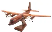 C130 J Wooden Model Airplane Mahogany-W- Personalized Plaque on stand.