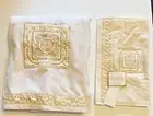 KassaFina Towels-White Bath Towel & Off-White FingerTip Towel