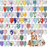 Huhumy 150 Pcs Dog Bandanas Bulk Pet Bibs Colorful Triangle Scarf Pet Bandanas for Medium Large Dogs Spring Summer Birthday Costume Decoration (Boho)