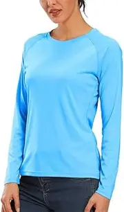 [Generic] Women's UPF 50+ Sun Protection Long Sleeve Shirts Rash Guard Shirts Quick Dry Lightweight Hiking Shirts