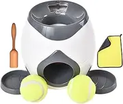 Automatic Ball Thrower for Dogs Automatic Ball Launcher Interactive Toy Throwing Game Food Reward Machine for Dogs with 2 Ball 2 Tray 1 Spoon 1 Rag (Color : A)
