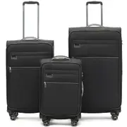 3pc Tosca Vega 21" Carry On 28/32" Trolley Case Suitcase Luggage Bag Black