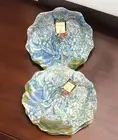 NEW Nicole Miller MELAMINE Blue Peony Hydrangea Floral 11” Dinner Plates SET 2