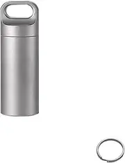 Portable Pill Box Organiser with Key Chain Ring, Daily Pill Case Container for Pocket Purse, Waterproof Pill Carrier Holder for Outdoor Camping Traveling (Sandblasted-M)