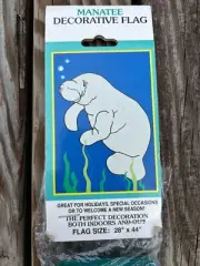 Vintage Manatee Outdoor Nylon Decorative Flag 1994 NCE 28" x 44" NOS