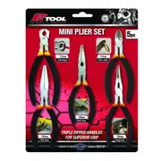 PK Tools Mini Plier Set 5pc Long, Bent, Flat Nose, Side & End Cutter