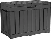 Keter Kentwood 50 Gallon Resin Deck Box-Organization and Storage for Patio Cushions, Throw Pillows and Garden Tools, Graphite