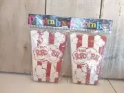 Vintage Popcorn Box/Bag Hard Red Striped Stand on Own 16 Ct. 2 Pkgs