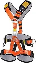 Climbing harness with thicken mesh pad,full body safety harness for high-altitude working,caving,rapelling,adjustable safety belt with D-rings,personal seat belt,fall arrest harness