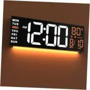 16" Large Digital Wall Clock Timer, Remote Controll, 2 16 inches White Orange