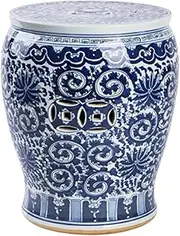 Ceramic Drum Table Decorative Garden stools, Decorative Ceramic Garden Stool, Glazed Hollow Celadon Shoe-Changing Stool Drum Stool, Suitable for Outdoor Garden,