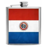 Paraguay Flag Stainless Steel Hip Flask 6oz