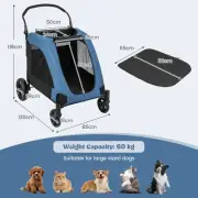 Foldable Pet Stroller with Dual Entry and Removable Pad for Large Dogs