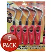 5 x X LITE FLEXIBLE GAS LIGHTER REFILLABLE 360º FLEXI LIGHTERS BBQ CAMPING BULK