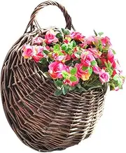 Wicker Storage Basket Woven Storage Basket Wall Mounted Wicker Hanging Basket Home Decor Seagrass Baskets for Garden Wedding Wall 11.81Inch