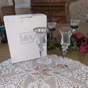 VTG Pair Mikasa Crystal Candle Holder Tapered Candle Holders JAMESTOWN Gold NIB