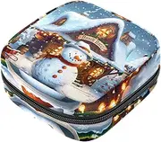 Period Bag,Sanitary Napkin Storage Bag,Santa Claus Snowman Reindeer,Tampon Bag for Purse