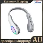 RGB Neck Fans Lamp Bladeless Fan for Summer Outdoor (White) AU