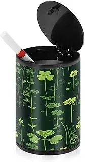 Outside Ashtrays For Cigarettes For Patio St. Patrick's Day Lucky Green Clover Mini Trash Can Car Car Ash Tray Smell Proof Car Cup Holder Travel Home Office