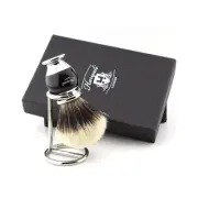Luxury Mens Shaving Home Salon Kit of 2 piece Barber Silvertip Brush with Stand